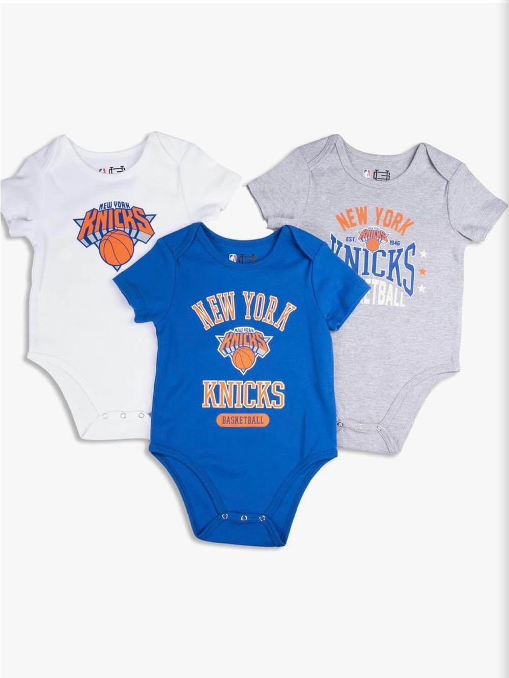 Ultra game NY Knicks 3-Pack Infant Bodysuits - Blue/White/Gray